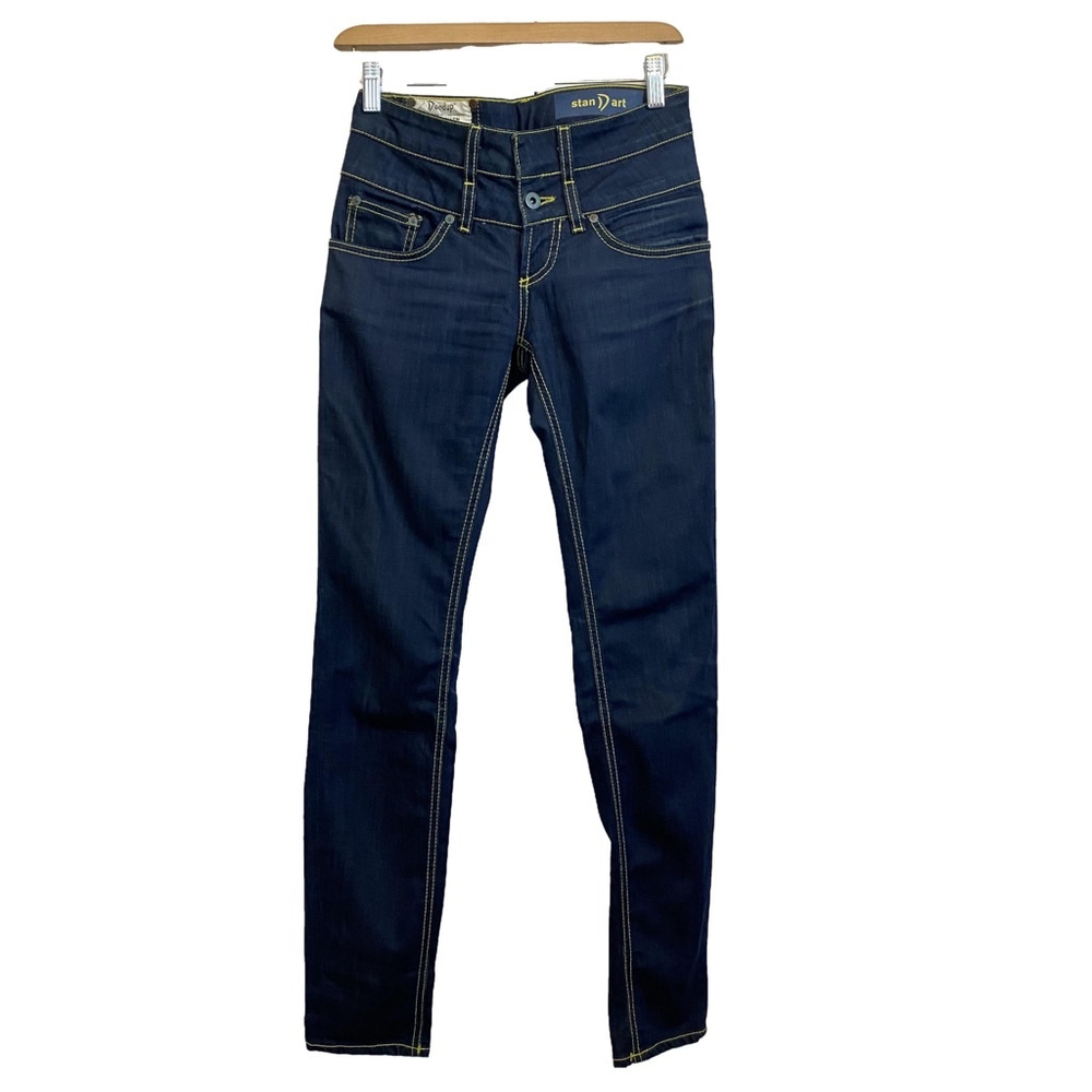 Dondup Stan Dart Allen Soft Wash Jeans Made in Italy Yellow Stitch size 25